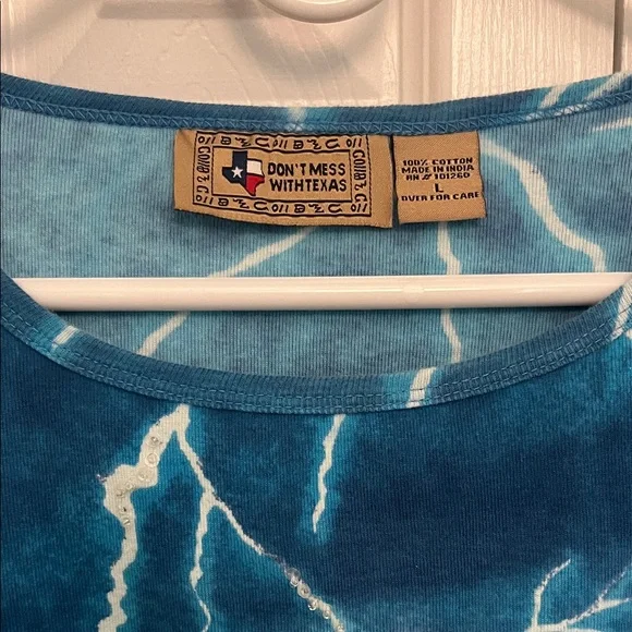 Don’t mess with Texas Blue Graphic Women's Top large - Picture 4 of 5